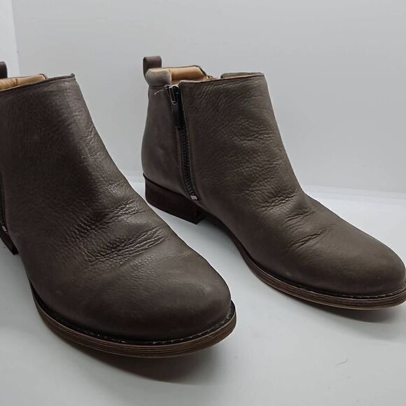 Franco Sarto Keegan Side Zip Ankle Zip Taupe Womens Size 7.5 Leather Bootie - Picture 3 of 7